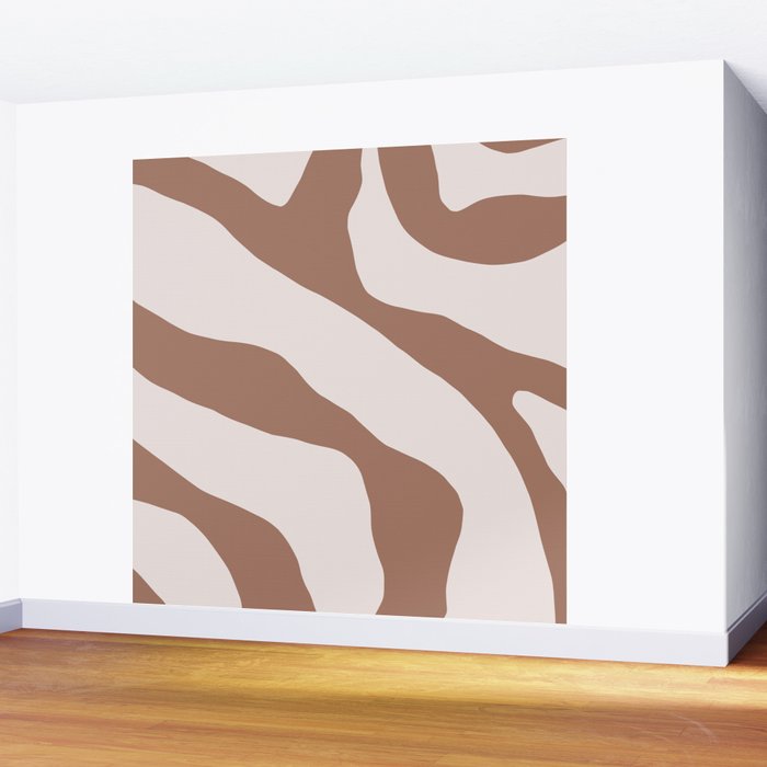 Organic Forms Retro Contemporary Modern Minimalist Abstract Pattern in Mocha Brown Wall Mural Gallery Image 2