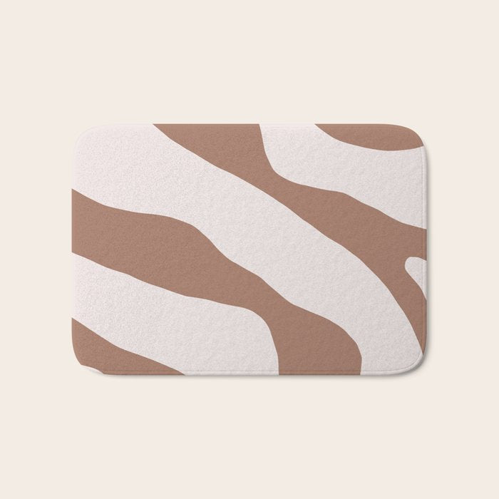 Organic Forms Retro Contemporary Modern Minimalist Abstract Pattern in Mocha Brown Bath Mat Gallery Image 1