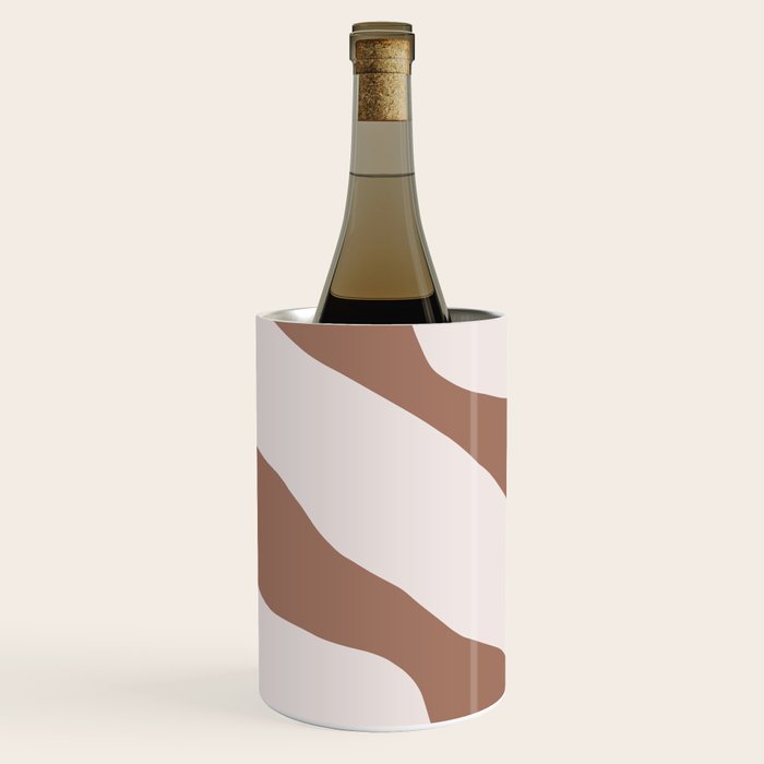 Organic Forms Retro Contemporary Modern Minimalist Abstract Pattern in Mocha Brown Wine Chiller Gallery Image 1