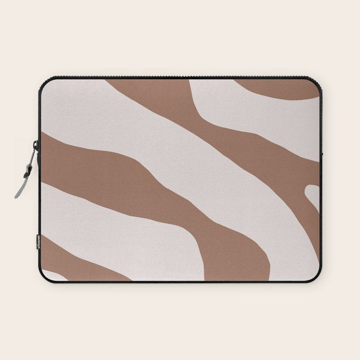 Organic Forms Retro Contemporary Modern Minimalist Abstract Pattern in Mocha Brown Laptop Sleeve Gallery Image 1
