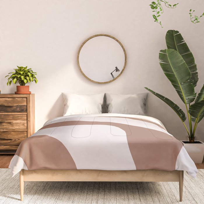 Organic Forms Retro Contemporary Modern Minimalist Abstract Pattern in Mocha Brown Comforter Gallery Image 3