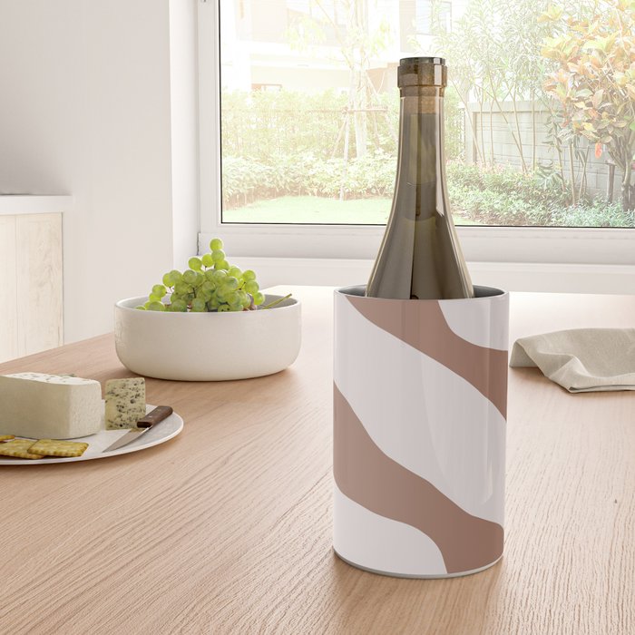 Organic Forms Retro Contemporary Modern Minimalist Abstract Pattern in Mocha Brown Wine Chiller Gallery Image 4