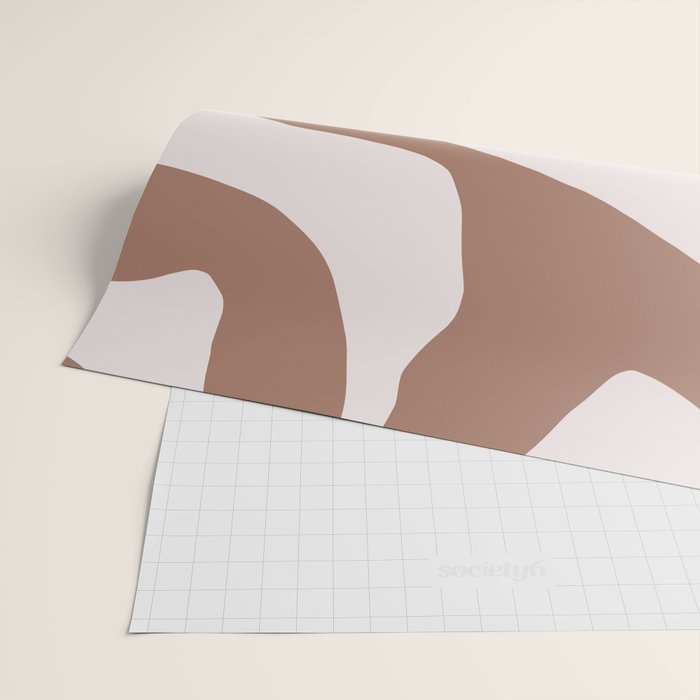 Organic Forms Retro Contemporary Modern Minimalist Abstract Pattern in Mocha Brown Wrapping Paper Gallery Image 2