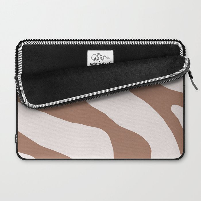 Organic Forms Retro Contemporary Modern Minimalist Abstract Pattern in Mocha Brown Laptop Sleeve Gallery Image 2