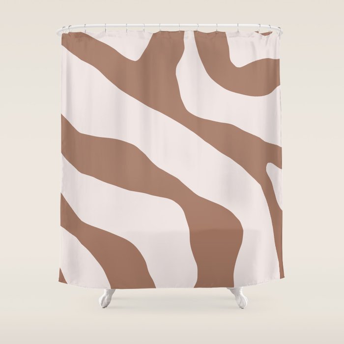 Organic Forms Retro Contemporary Modern Minimalist Abstract Pattern in Mocha Brown Shower Curtain Gallery Image 1