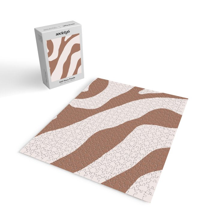 Organic Forms Retro Contemporary Modern Minimalist Abstract Pattern in Mocha Brown Jigsaw Puzzle Gallery Image 2