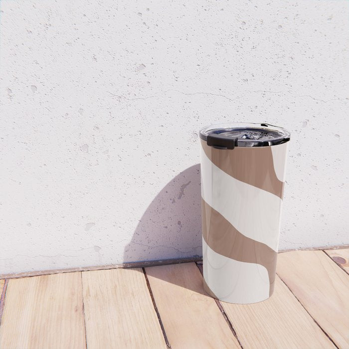 Organic Forms Retro Contemporary Modern Minimalist Abstract Pattern in Mocha Brown Travel Mug Gallery Image 4