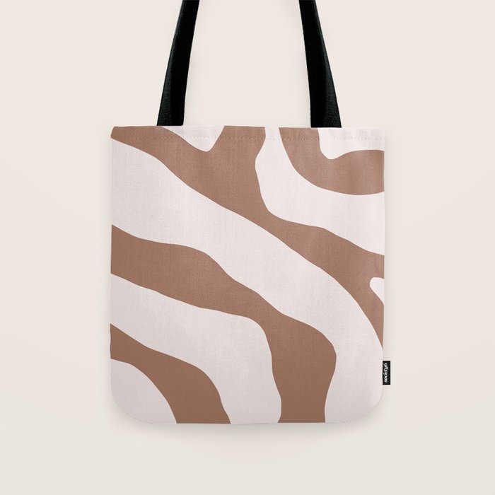 Organic Forms Retro Contemporary Modern Minimalist Abstract Pattern in Mocha Brown Tote Bag Gallery Image 1