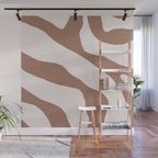 Organic Forms Retro Contemporary Modern Minimalist Abstract Pattern in Mocha Brown Wall Mural Gallery Image 1