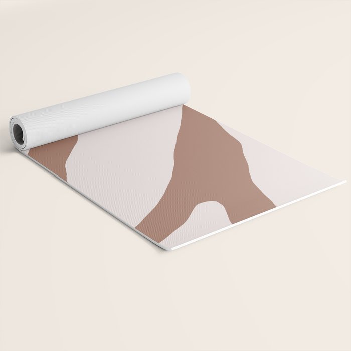 Organic Forms Retro Contemporary Modern Minimalist Abstract Pattern in Mocha Brown Yoga Mat Gallery Image 2