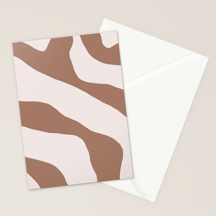 Organic Forms Retro Contemporary Modern Minimalist Abstract Pattern in Mocha Brown Stationery Card Gallery Image 2