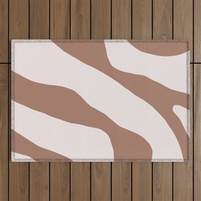 Organic Forms Retro Contemporary Modern Minimalist Abstract Pattern in Mocha Brown Outdoor Rug Gallery Image 1