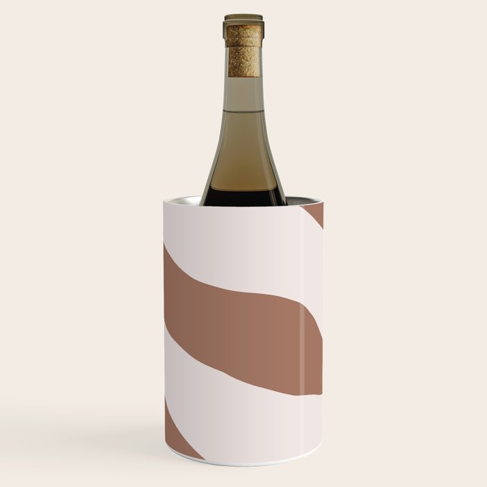 Organic Forms Retro Contemporary Modern Minimalist Abstract Pattern in Mocha Brown Wine Chiller Gallery Image 2
