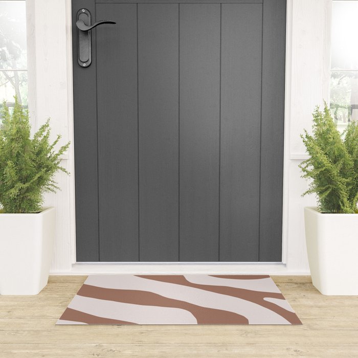 Organic Forms Retro Contemporary Modern Minimalist Abstract Pattern in Mocha Brown Welcome Mat Gallery Image 3