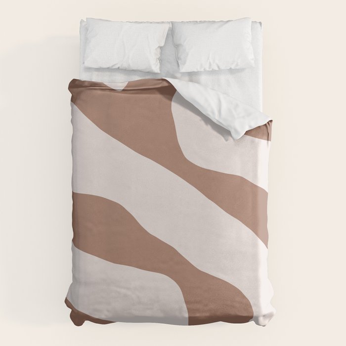Organic Forms Retro Contemporary Modern Minimalist Abstract Pattern in Mocha Brown Duvet Cover Gallery Image 1