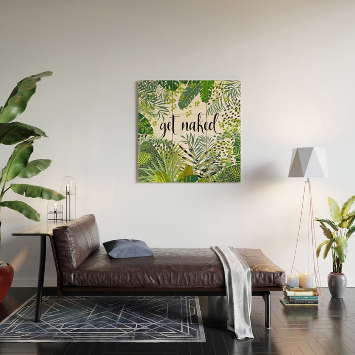 Get Naked Quote, Tropical Palm Leaf Jungle Wood Wall Art Gallery Image 2