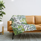 Get Naked Quote, Tropical Palm Leaf Jungle Throw Blanket Gallery Image 1