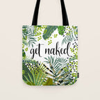 Get Naked Quote, Tropical Palm Leaf Jungle Tote Bag Gallery Image 1