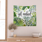 Get Naked Quote, Tropical Palm Leaf Jungle Wall Tapestry Gallery Image 2
