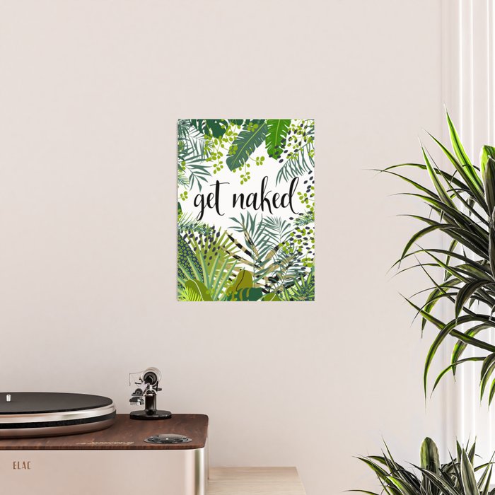 Get Naked Quote, Tropical Palm Leaf Jungle Poster Gallery Image 2