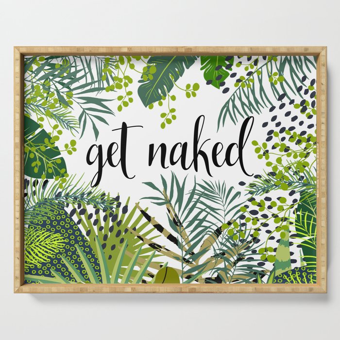 Get Naked Quote, Tropical Palm Leaf Jungle Serving Tray Gallery Image 1