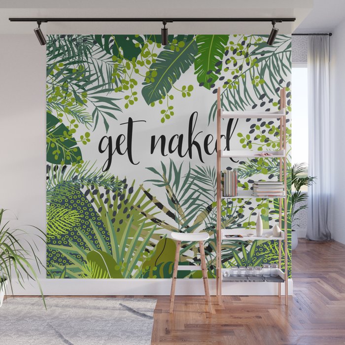 Get Naked Quote, Tropical Palm Leaf Jungle Wall Mural Gallery Image 1