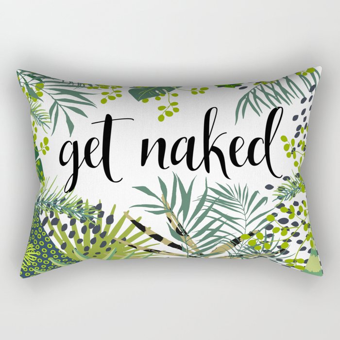 Get Naked Quote, Tropical Palm Leaf Jungle Rectangular Pillow Gallery Image 2