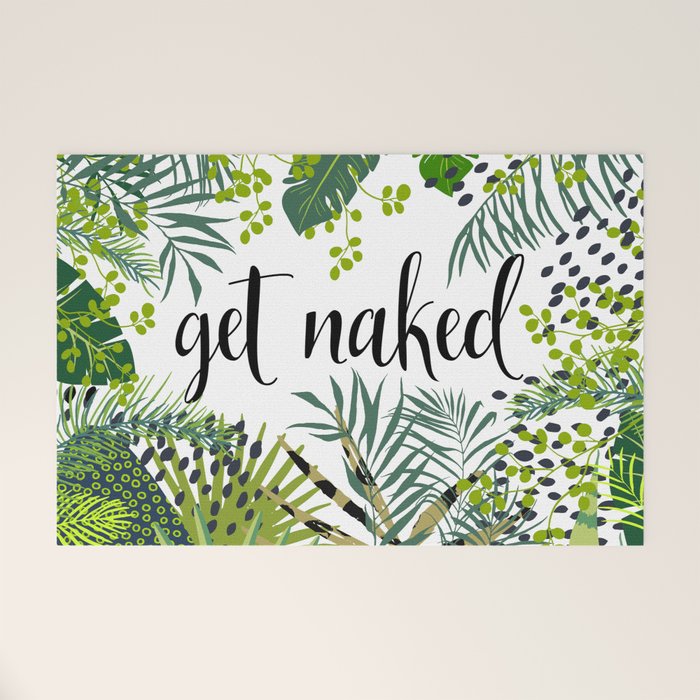 Get Naked Quote, Tropical Palm Leaf Jungle Welcome Mat Gallery Image 1