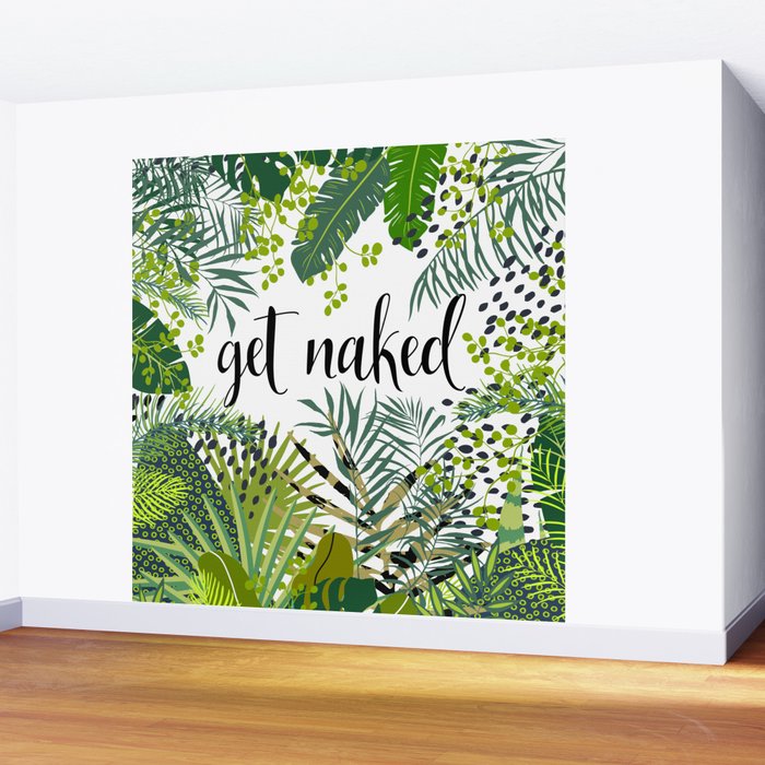 Get Naked Quote, Tropical Palm Leaf Jungle Wall Mural Gallery Image 2