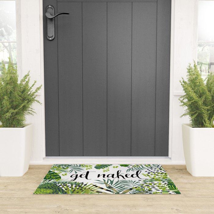 Get Naked Quote, Tropical Palm Leaf Jungle Welcome Mat Gallery Image 3