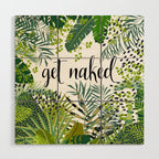 Get Naked Quote, Tropical Palm Leaf Jungle Wood Wall Art Gallery Image 1