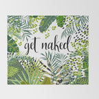Get Naked Quote, Tropical Palm Leaf Jungle Throw Blanket Gallery Image 2