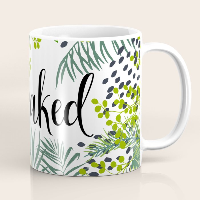 Get Naked Quote, Tropical Palm Leaf Jungle Coffee Mug Gallery Image 1
