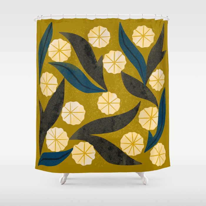 Gold Floral Shower Curtain Gallery Image 1