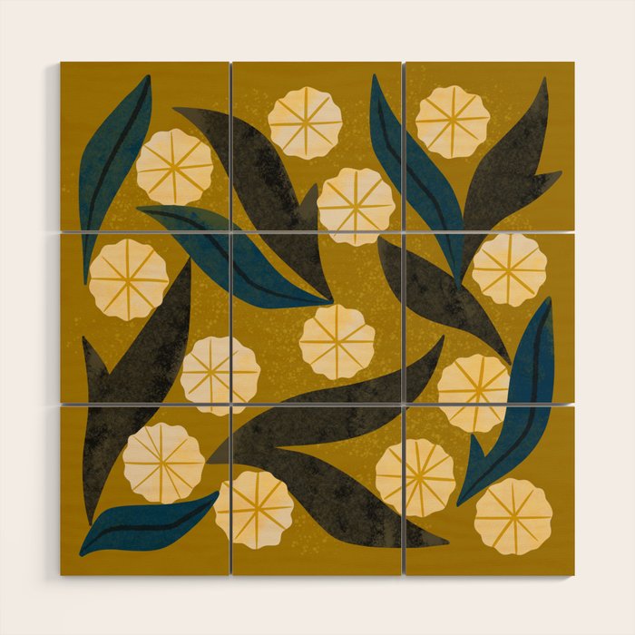 Gold Floral Wood Wall Art Gallery Image 1