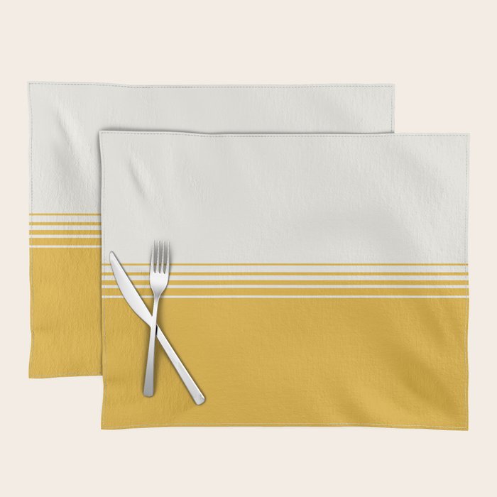 Retro Golden Yellow Minimalist Stripes Placemat Gallery Image 1