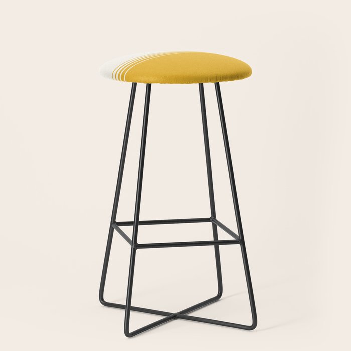 Retro Golden Yellow Minimalist Stripes Stool Gallery Image 1