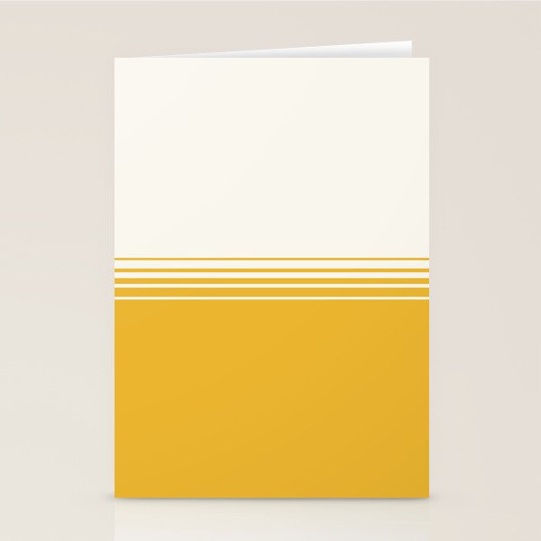 Retro Golden Yellow Minimalist Stripes Stationery Card Gallery Image 1