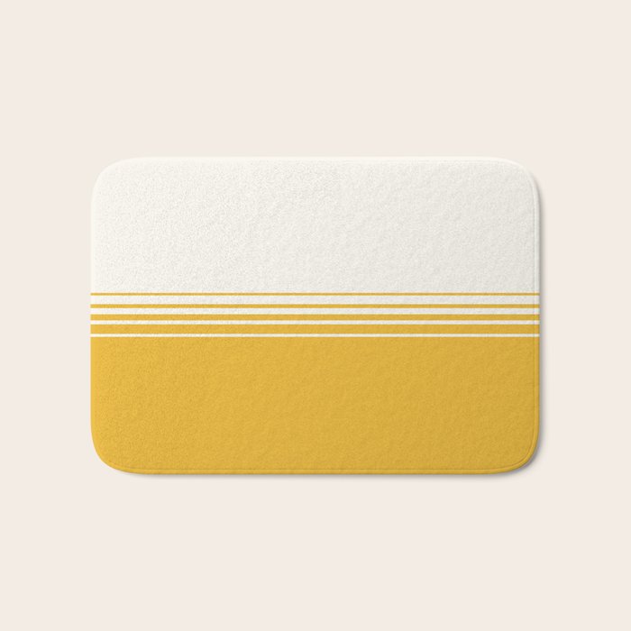 Retro Golden Yellow Minimalist Stripes Bath Mat Gallery Image 1