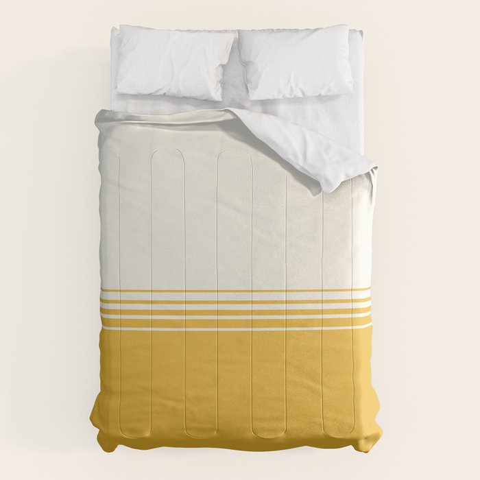 Retro Golden Yellow Minimalist Stripes Comforter Gallery Image 6