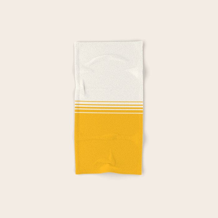 Retro Golden Yellow Minimalist Stripes Bath Towel Gallery Image 1