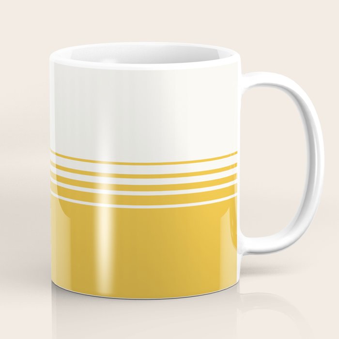 Retro Golden Yellow Minimalist Stripes Coffee Mug Gallery Image 1