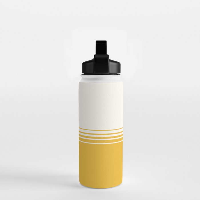 Retro Golden Yellow Minimalist Stripes Water Bottle Gallery Image 2