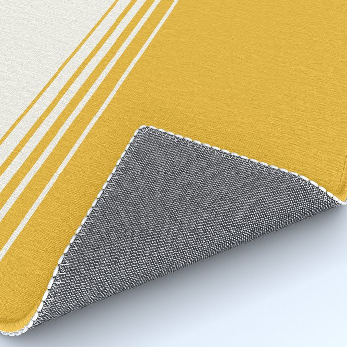 Retro Golden Yellow Minimalist Stripes Rug Gallery Image 4