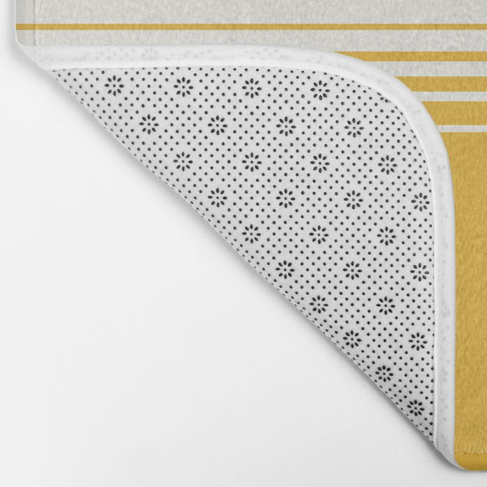 Retro Golden Yellow Minimalist Stripes Bath Mat Gallery Image 2