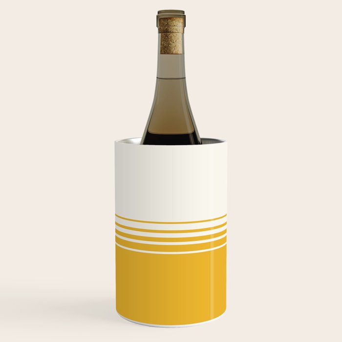 Retro Golden Yellow Minimalist Stripes Wine Chiller Gallery Image 1