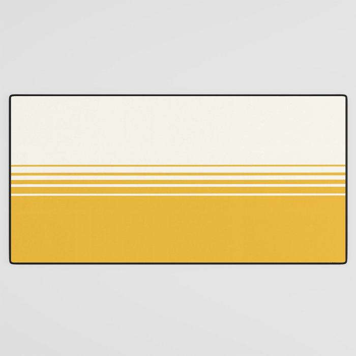 Retro Golden Yellow Minimalist Stripes Desk Mat Gallery Image 3