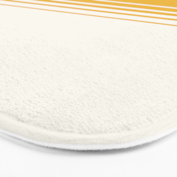 Retro Golden Yellow Minimalist Stripes Bath Mat Gallery Image 3