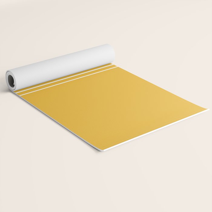 Retro Golden Yellow Minimalist Stripes Yoga Mat Gallery Image 2