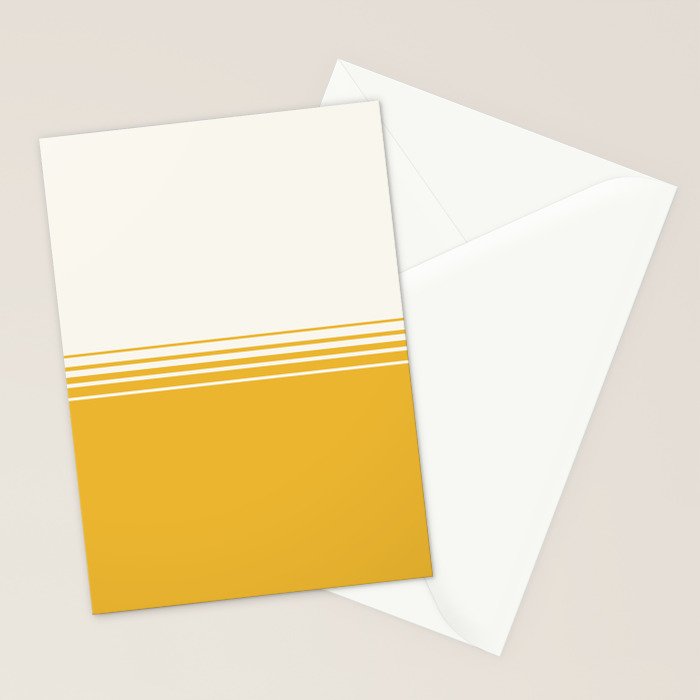 Retro Golden Yellow Minimalist Stripes Stationery Card Gallery Image 2